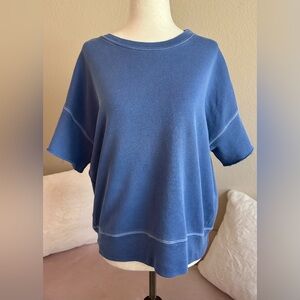 NSF Revolve Crewneck Sweatshirt Pigment Dyed Blue Roomy Women’s XS Raw Edge Slv